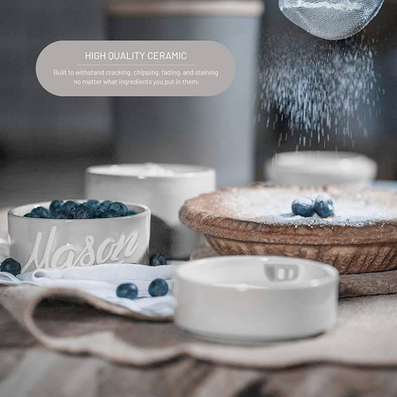 Rustic White Mason Jar Stackable Ceramic Measuring Cups 4 Piece Set - Picture 4 of 8